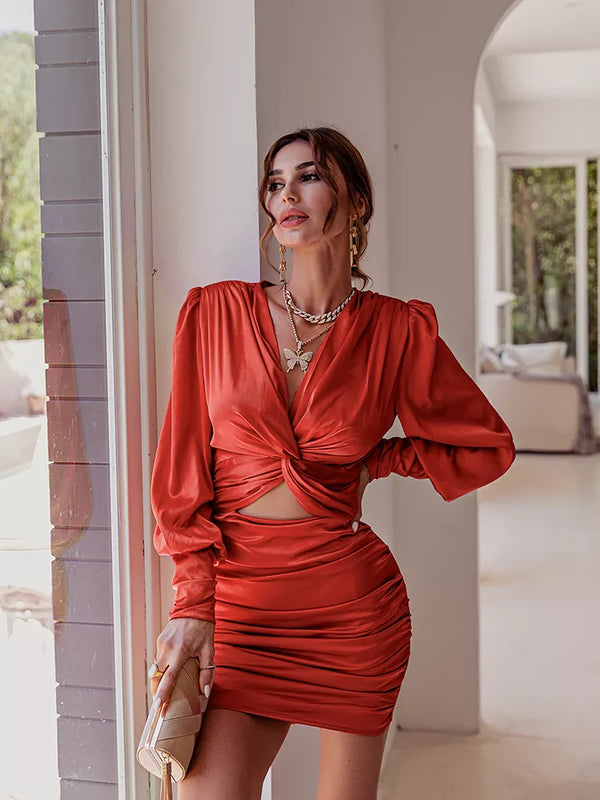 Sunita Pumpkin Satin Dress