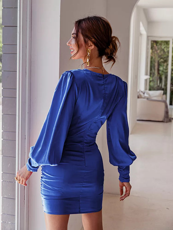 Sunita Blue Satin Dress