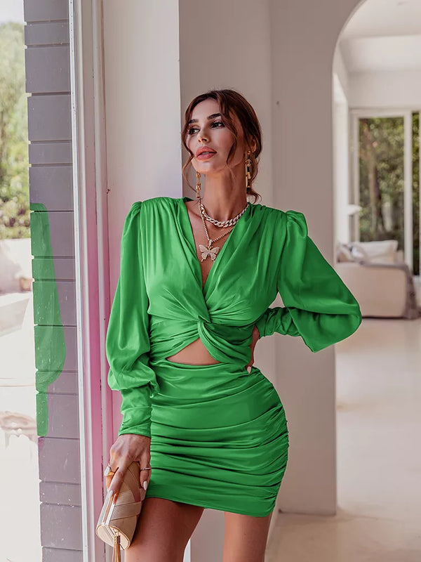 Sunita Green Satin Dress