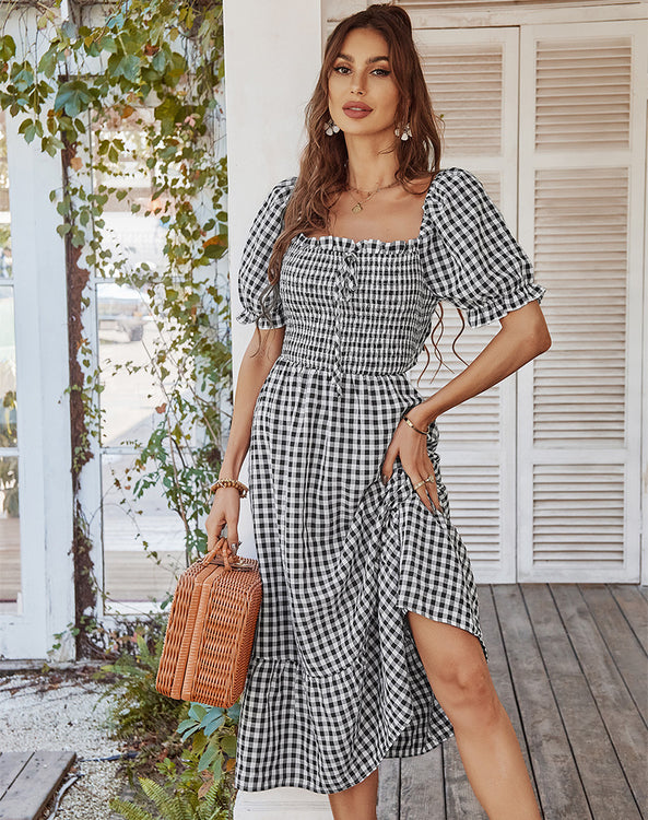 Sarah Black Plaid Dress