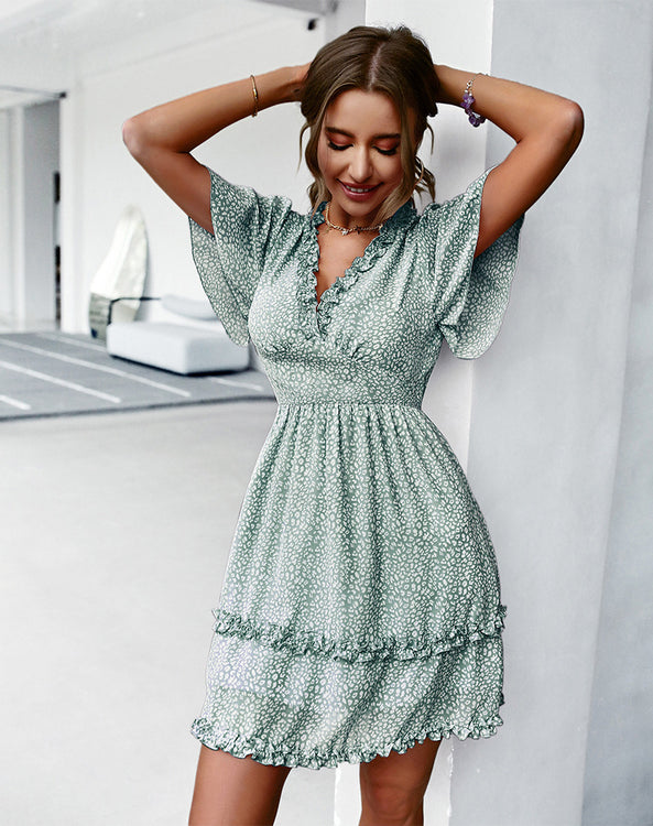 Emilee Green Leopard Print Dress