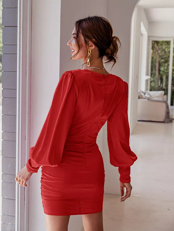 Sunita Red Satin Dress