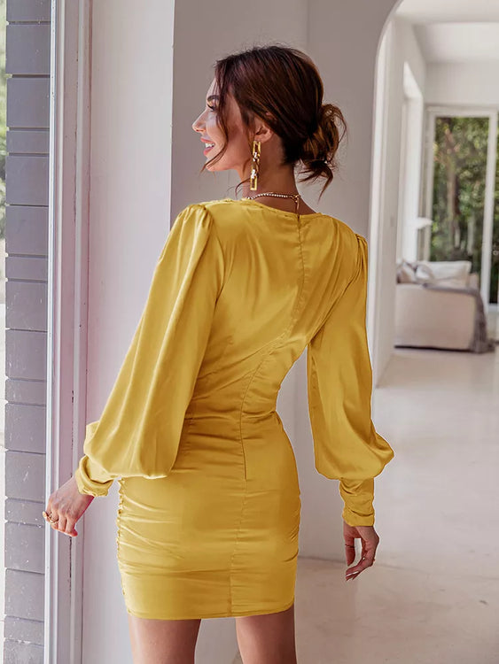 Sunita Yellow Satin Dress