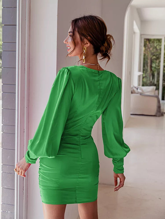 Sunita Green Satin Dress