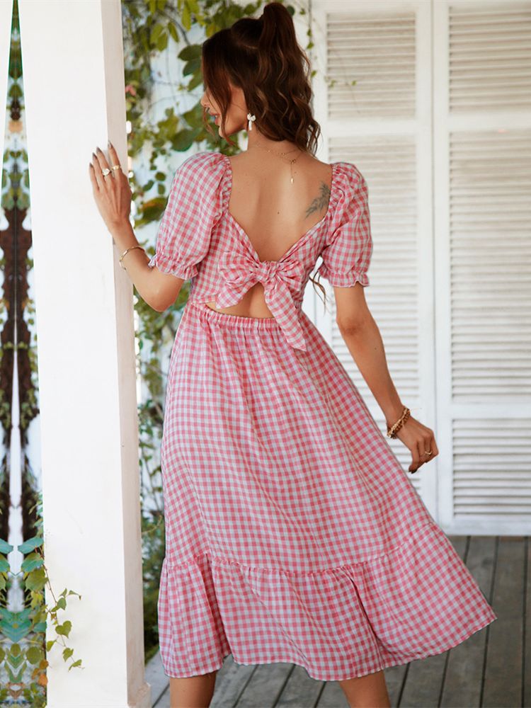Sarah Pink Plaid Dress