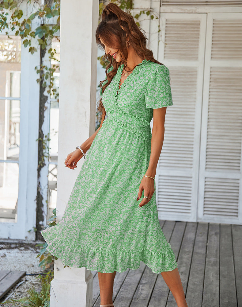 Merel Green Floral Midi Dress